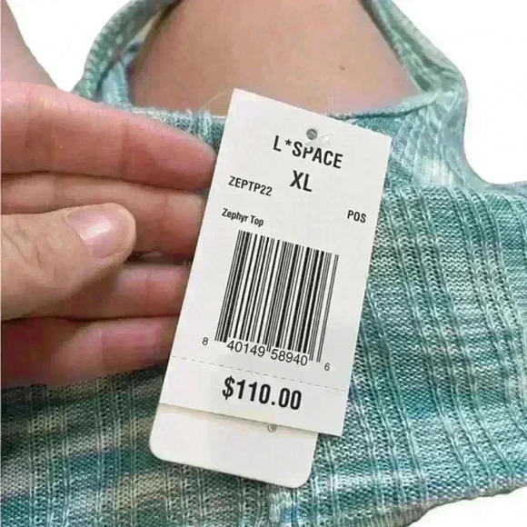 NWT L*SPACE Anthropologie Zephyr Crop Top in Poolside Blue Size XL - Picture 7 of 9